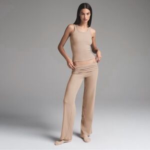 Skims Cotton Rib Foldover Straight Leg Pant